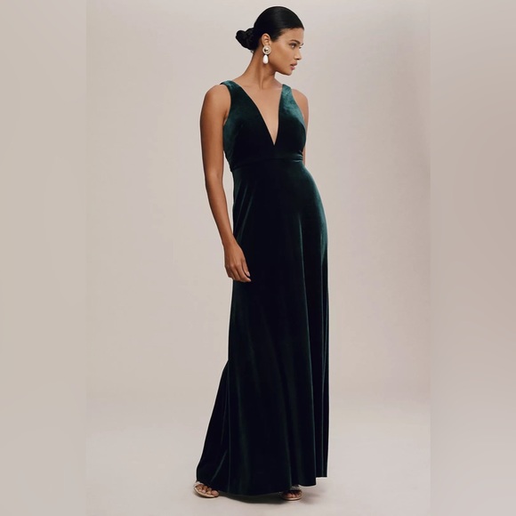 Jenny Yoo Dresses & Skirts - Jenny Yoo Logan Deep V Velvet Column dress